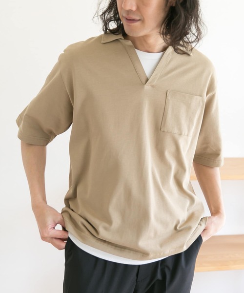 URBAN RESEARCH DOORS(アーバンリサーチドアーズ)の「スキッパーシャツ(Tシャツ/カットソー・メンズ・ブラック/ベージュ系その他・38/40)」の5枚目の写真