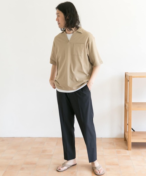 URBAN RESEARCH DOORS(アーバンリサーチドアーズ)の「スキッパーシャツ(Tシャツ/カットソー・メンズ・ブラック/ベージュ系その他・38/40)」の3枚目の写真