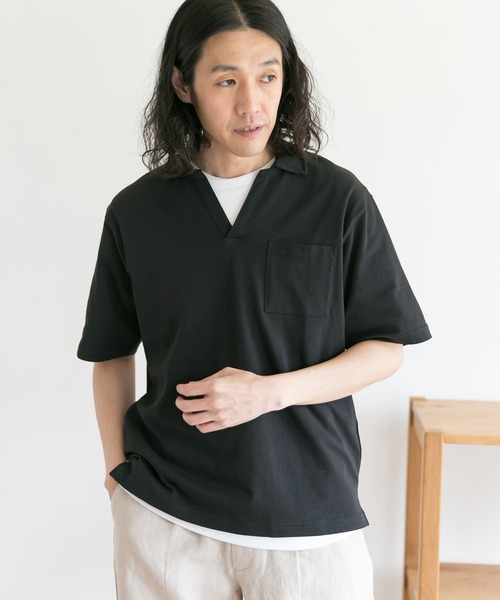 URBAN RESEARCH DOORS(アーバンリサーチドアーズ)の「スキッパーシャツ(Tシャツ/カットソー・メンズ・ブラック/ベージュ系その他・38/40)」の8枚目の写真