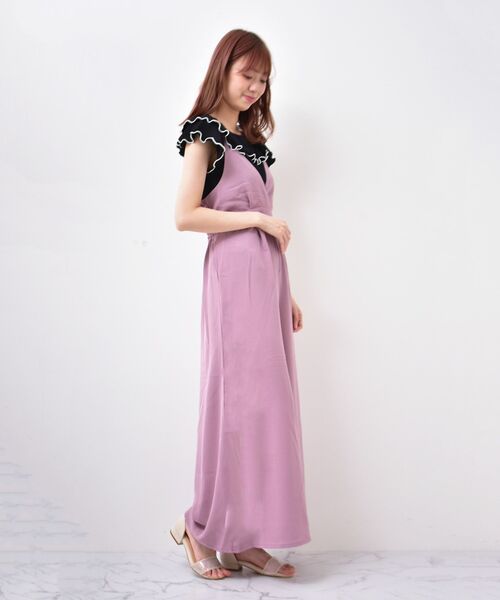 MAJESTIC LEGON（マジェスティックレゴン）の「キャミフレアサロペット（サロペット/オーバーオール・レディース・ブラック/サックスブルー/ピンク・MEDIUM）」の13枚目の写真