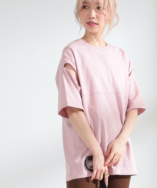 Ray BEAMS（レイビームス）の「Ray BEAMS / 2way スリット スリーブ Tシャツ（Tシャツ/カットソー・レディース・ホワイト/ブラック/ピンク・ONE SIZE）」の15枚目の写真