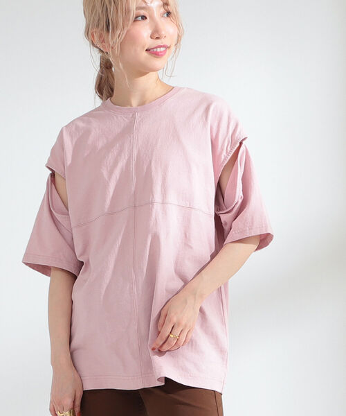 Ray BEAMS（レイビームス）の「Ray BEAMS / 2way スリット スリーブ Tシャツ（Tシャツ/カットソー・レディース・ホワイト/ブラック/ピンク・ONE SIZE）」の16枚目の写真