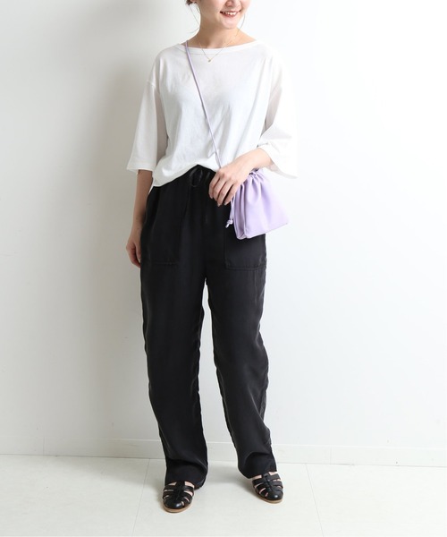 SLOBE IENA（スローブイエナ）の「【ESLOW/エスロー】ドローストリングショルダーバッグ◆（ショルダーバッグ・レディース・ホワイト/ブラック/パープル/キャメル・FREE）」の9枚目の写真