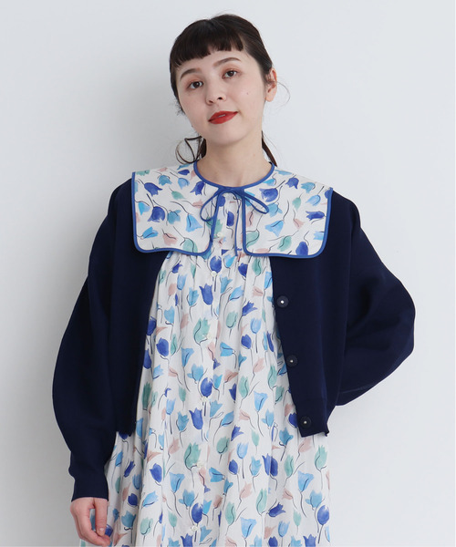 新品同様 Dot＆Stripes CHILDWOMAN ドットアンドストライプス チャイルドウーマン AMOSSA ミラノリブ BIGサイズ カーディガン 紺 レディース 古着 中古 Dot&Stripes CHILDWOMAN - 新品同様 Dot＆Stripes CHILDWOMAN