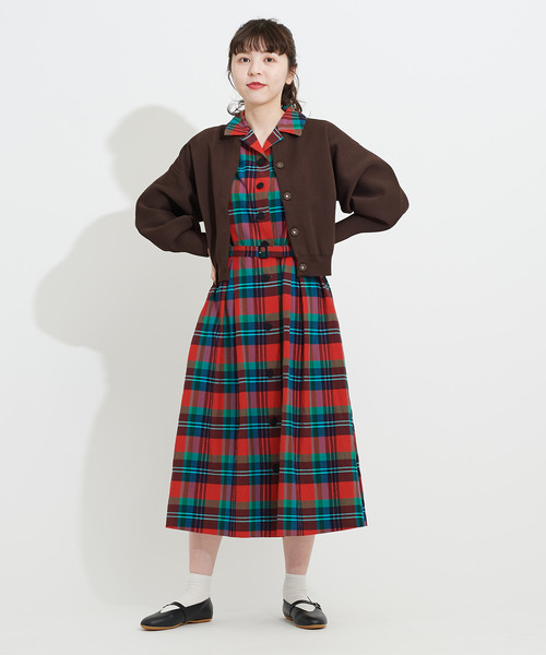 Dot Stripes Bigパフスリーブカーディガン カーディガン ボレロ チャイルドウーマン のファッション トップス Child Dot Stripes Amossaミラノリブ Woman ドットアンドストライプス