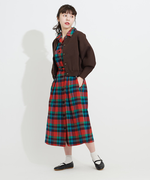 Dot Stripes Bigパフスリーブカーディガン カーディガン ボレロ チャイルドウーマン のファッション トップス Child Dot Stripes Amossaミラノリブ Woman ドットアンドストライプス