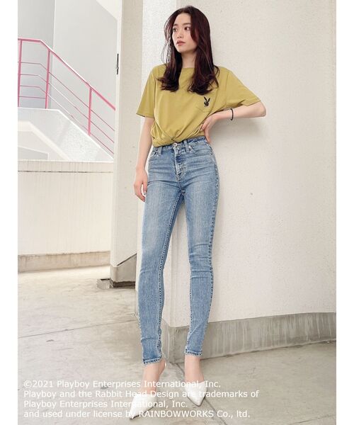 PLAYBOY（プレイボーイ）の「PLAYBOY CALIFORNIA BEACH BUNNY ポケットTシャツ（Tシャツ/カットソー・レディース・オフホワイト/ベージュ/マスタード・FREE）」の16枚目の写真