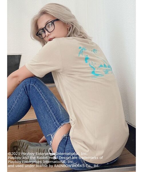 PLAYBOY（プレイボーイ）の「PLAYBOY CALIFORNIA BEACH BUNNY ポケットTシャツ（Tシャツ/カットソー・レディース・オフホワイト/ベージュ/マスタード・FREE）」の17枚目の写真