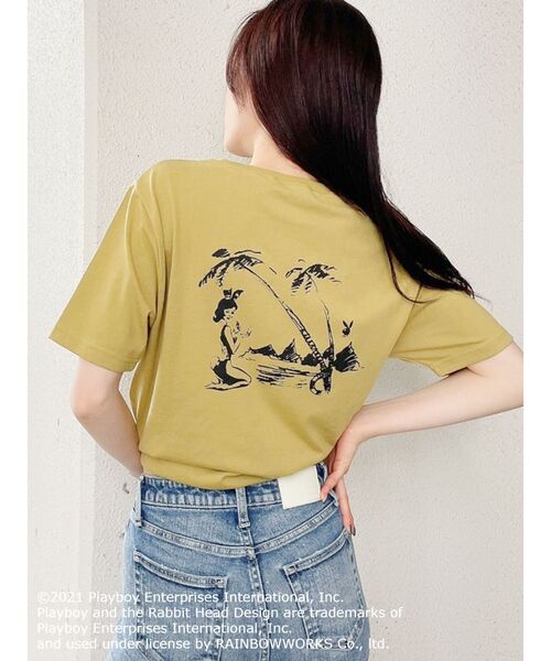 PLAYBOY（プレイボーイ）の「PLAYBOY CALIFORNIA BEACH BUNNY ポケットTシャツ（Tシャツ/カットソー・レディース・オフホワイト/ベージュ/マスタード・FREE）」の18枚目の写真
