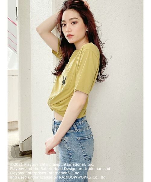 PLAYBOY（プレイボーイ）の「PLAYBOY CALIFORNIA BEACH BUNNY ポケットTシャツ（Tシャツ/カットソー・レディース・オフホワイト/ベージュ/マスタード・FREE）」の20枚目の写真