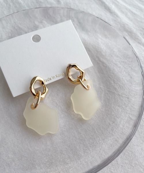 at12:03（アットイチニーゼロサン）の「クリア×メタルピアス（ピアス（両耳用）・レディース・アイボリー/ブラウン・FREE）」の6枚目の写真