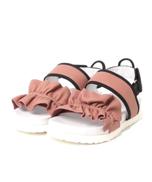 Amb(エーエムビー)の「Amb(エーエムビー) / RUFFLE SANDAL フリル レディース サンダル(サンダル・レディース・ピンク/ライトブルー・37/38/36)」の1枚目の写真