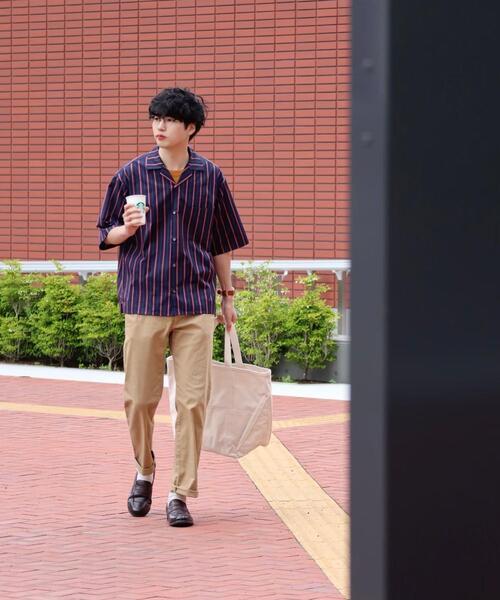 green label relaxing by 風早ゆうた（グリーンレーベルリラクシングバイカゼハヤユウタ）の「＜風早ゆうた（WEARISTA）×green label relaxing＞ブリティッシュ ストライプ 5分袖 オープンカラー シャツ（シャツ/ブラウス・メンズ・ダークグリーン/ネイビー・MEDIUM/LARGE）」の18枚目の写真