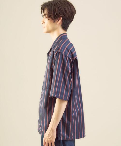 green label relaxing by 風早ゆうた（グリーンレーベルリラクシングバイカゼハヤユウタ）の「＜風早ゆうた（WEARISTA）×green label relaxing＞ブリティッシュ ストライプ 5分袖 オープンカラー シャツ（シャツ/ブラウス・メンズ・ダークグリーン/ネイビー・MEDIUM/LARGE）」の16枚目の写真