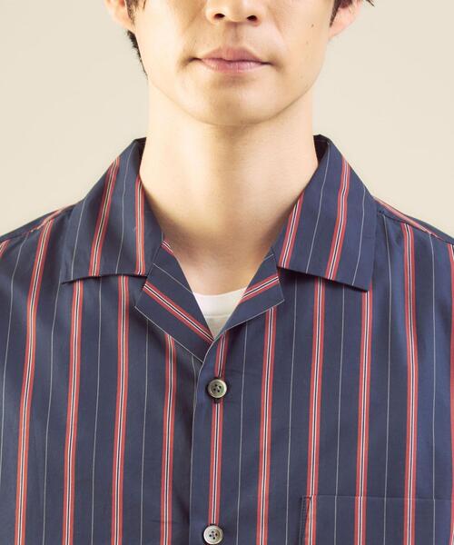 green label relaxing by 風早ゆうた（グリーンレーベルリラクシングバイカゼハヤユウタ）の「＜風早ゆうた（WEARISTA）×green label relaxing＞ブリティッシュ ストライプ 5分袖 オープンカラー シャツ（シャツ/ブラウス・メンズ・ダークグリーン/ネイビー・MEDIUM/LARGE）」の6枚目の写真