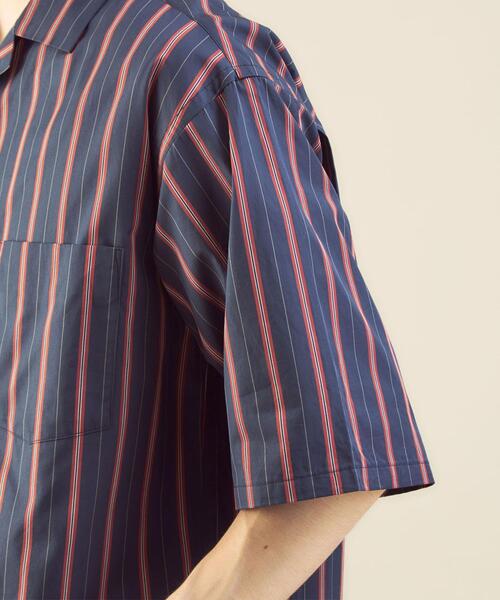 green label relaxing by 風早ゆうた（グリーンレーベルリラクシングバイカゼハヤユウタ）の「＜風早ゆうた（WEARISTA）×green label relaxing＞ブリティッシュ ストライプ 5分袖 オープンカラー シャツ（シャツ/ブラウス・メンズ・ダークグリーン/ネイビー・MEDIUM/LARGE）」の11枚目の写真