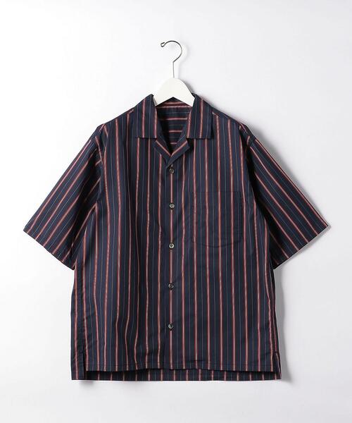 green label relaxing by 風早ゆうた（グリーンレーベルリラクシングバイカゼハヤユウタ）の「＜風早ゆうた（WEARISTA）×green label relaxing＞ブリティッシュ ストライプ 5分袖 オープンカラー シャツ（シャツ/ブラウス・メンズ・ダークグリーン/ネイビー・MEDIUM/LARGE）」の13枚目の写真