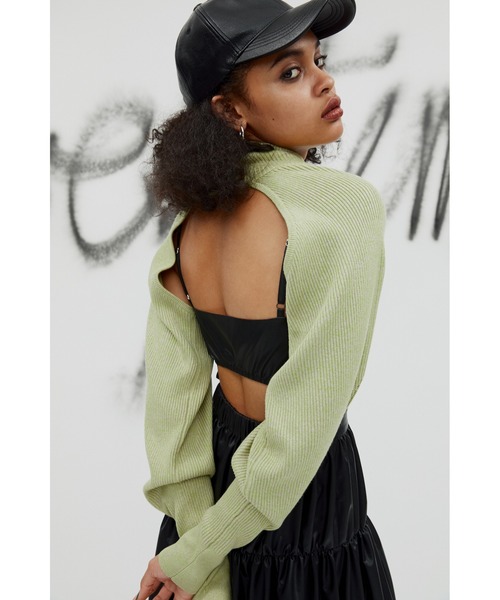SLY（スライ）の「VEGAN LEATHER GATHER CAMI OP ビーガンレザー