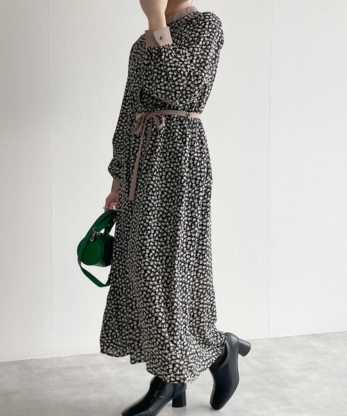 w closet（ダブルクローゼット）の「パイピングワンピース（ワンピース・レディース・ブラウン/ブラック/ベージュ/グリーン/グレイッシュベージュ/ブラック系その他/オレンジ/アイボリー・FREE）」の4枚目の写真