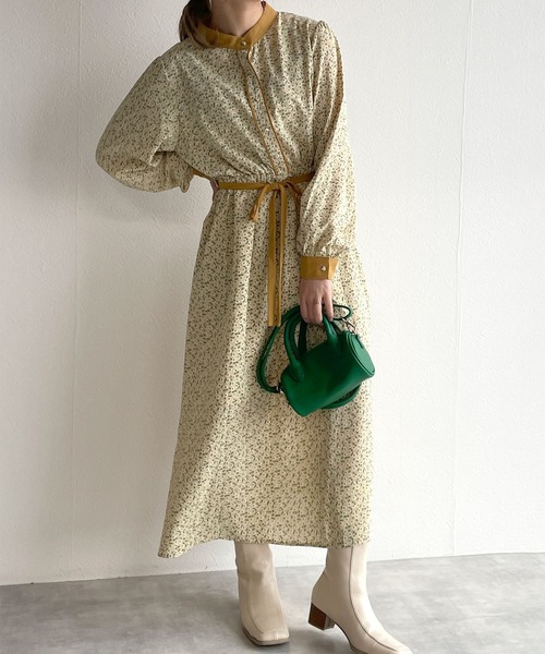 w closet（ダブルクローゼット）の「パイピングワンピース（ワンピース・レディース・ブラウン/ブラック/ベージュ/グリーン/グレイッシュベージュ/ブラック系その他/オレンジ/アイボリー・FREE）」の2枚目の写真