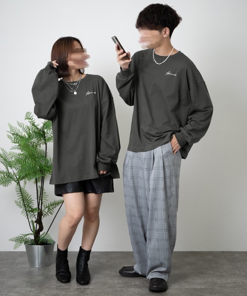PairPair（ペアペア）の「バックフォトプリントロンT(ユニセックス)（Tシャツ/カットソー・メンズ・ベージュ/オートミール/スミクロ/グレイッシュブルー・FREE）」の6枚目の写真