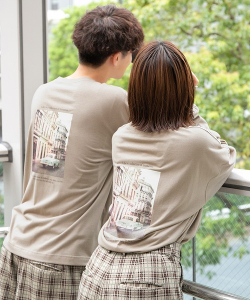 PairPair（ペアペア）の「バックフォトプリントロンT(ユニセックス)（Tシャツ/カットソー・メンズ・ベージュ/オートミール/スミクロ/グレイッシュブルー・FREE）」の21枚目の写真