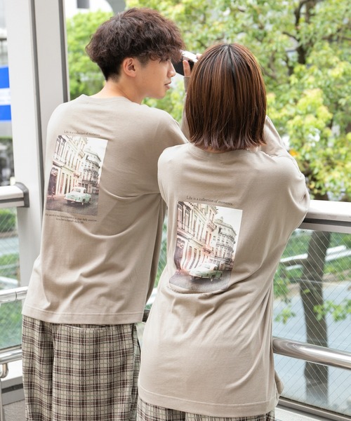 PairPair（ペアペア）の「バックフォトプリントロンT(ユニセックス)（Tシャツ/カットソー・メンズ・ベージュ/オートミール/スミクロ/グレイッシュブルー・FREE）」の22枚目の写真