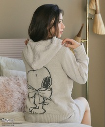 【ピーナッツ/PEANUTS】スヌーピー刺繍ふわふわニットパーカールームウェア●パンツ別売り●大きいサイズ有