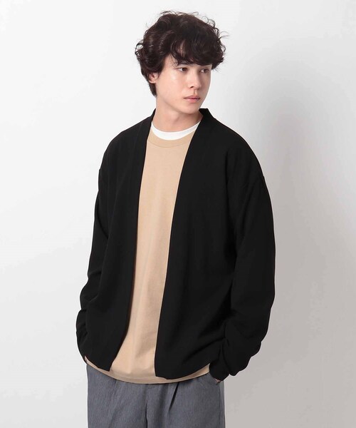 OPAQUE.CLIP（オペークドットクリップ）の「◆梨地ジョーゼットボタンレスカーディガン（カーディガン/ボレロ・メンズ・ブラック/グリーン/キャメル・02/03/04）」の2枚目の写真
