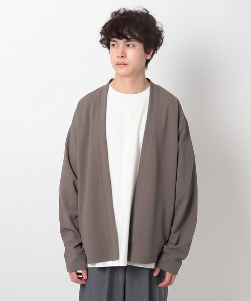 OPAQUE.CLIP（オペークドットクリップ）の「◆梨地ジョーゼットボタンレスカーディガン（カーディガン/ボレロ・メンズ・ブラック/グリーン/キャメル・02/03/04）」の12枚目の写真