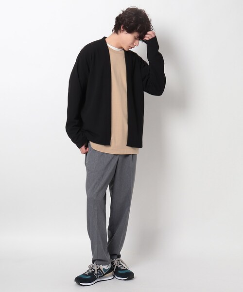 OPAQUE.CLIP（オペークドットクリップ）の「◆梨地ジョーゼットボタンレスカーディガン（カーディガン/ボレロ・メンズ・ブラック/グリーン/キャメル・02/03/04）」の7枚目の写真