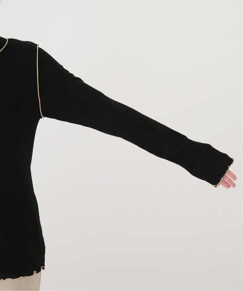 Simplicite(サンプリシテ)の「ワッフルパイピング プルオーバー◆(Tシャツ/カットソー・レディース・ブラック/ベージュ・FREE)」の18枚目の写真