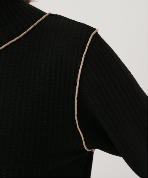 Simplicite(サンプリシテ)の「ワッフルパイピング プルオーバー◆(Tシャツ/カットソー・レディース・ブラック/ベージュ・FREE)」の19枚目の写真