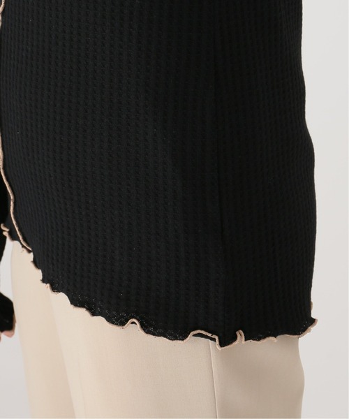 Simplicite(サンプリシテ)の「ワッフルパイピング プルオーバー◆(Tシャツ/カットソー・レディース・ブラック/ベージュ・FREE)」の4枚目の写真