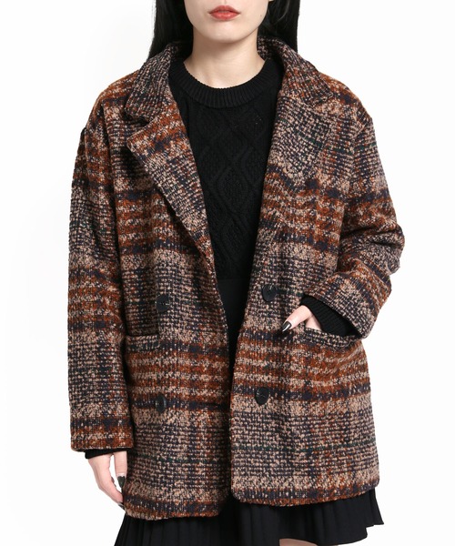 WC（ダブル シー）の「ダークチェックジャケット（テーラードジャケット・レディース・ブラウン/ネイビー・FREE）」の4枚目の写真