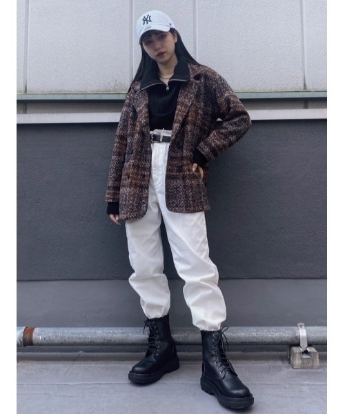 WC（ダブル シー）の「ダークチェックジャケット（テーラードジャケット・レディース・ブラウン/ネイビー・FREE）」の11枚目の写真