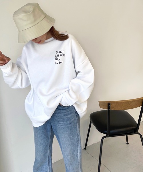 CANAL JEAN(キャナルジーン)の「1975 TOKYO(1975 トーキョー) "EL mar"クルーネック裏起毛トレーナー(スウェット・レディース・ホワイト/ネイビー・LARGE/X-LARGE)」の2枚目の写真