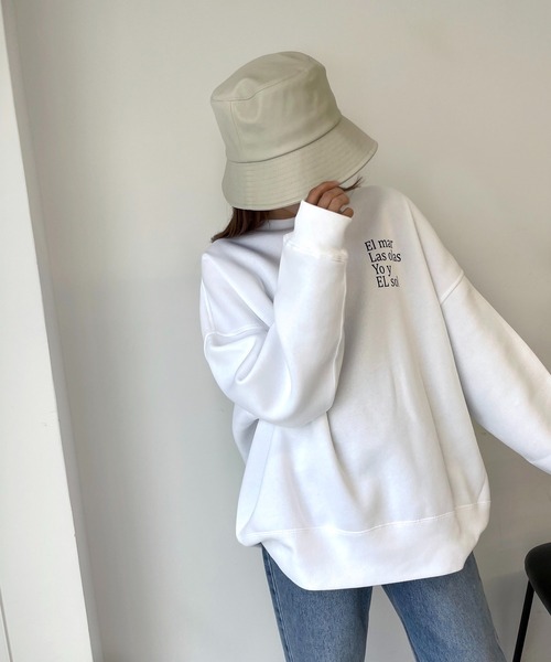 CANAL JEAN(キャナルジーン)の「1975 TOKYO(1975 トーキョー) "EL mar"クルーネック裏起毛トレーナー(スウェット・レディース・ホワイト/ネイビー・LARGE/X-LARGE)」の5枚目の写真