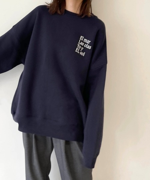 CANAL JEAN(キャナルジーン)の「1975 TOKYO(1975 トーキョー) "EL mar"クルーネック裏起毛トレーナー(スウェット・レディース・ホワイト/ネイビー・LARGE/X-LARGE)」の8枚目の写真