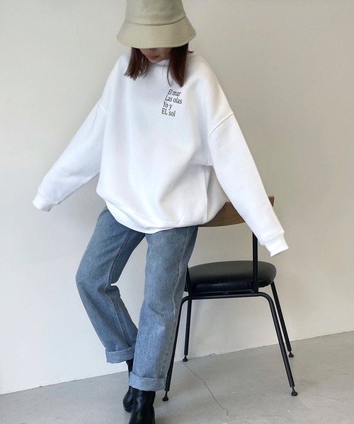 CANAL JEAN(キャナルジーン)の「1975 TOKYO(1975 トーキョー) "EL mar"クルーネック裏起毛トレーナー(スウェット・レディース・ホワイト/ネイビー・LARGE/X-LARGE)」の3枚目の写真