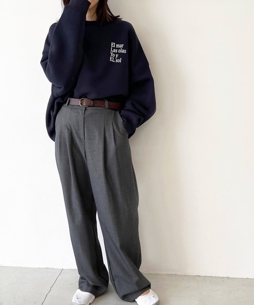 CANAL JEAN(キャナルジーン)の「1975 TOKYO(1975 トーキョー) "EL mar"クルーネック裏起毛トレーナー(スウェット・レディース・ホワイト/ネイビー・LARGE/X-LARGE)」の6枚目の写真