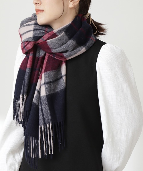 N.(N. Natural Beauty Basic)(エヌエヌナチュラルビューティーベーシック)の「◆ウールチェックストール(ストール/ショール・レディース・オフホワイト/ブルー/ネイビー・フリ-)」の2枚目の写真