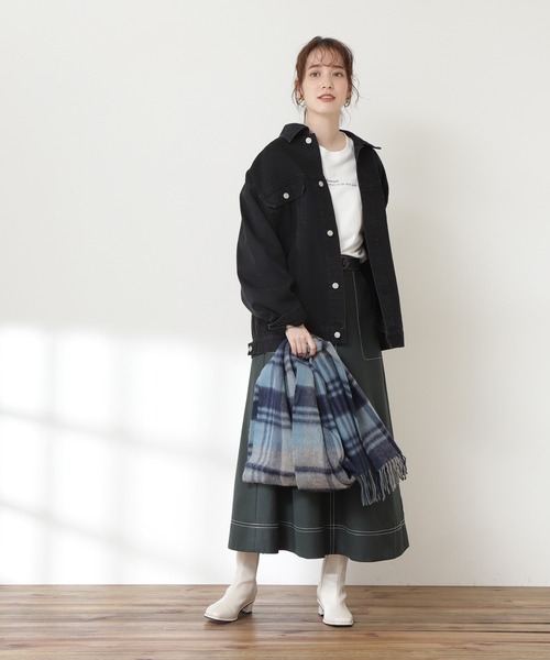 N.(N. Natural Beauty Basic)(エヌエヌナチュラルビューティーベーシック)の「◆ウールチェックストール(ストール/ショール・レディース・オフホワイト/ブルー/ネイビー・フリ-)」の12枚目の写真