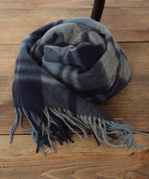 N.(N. Natural Beauty Basic)(エヌエヌナチュラルビューティーベーシック)の「◆ウールチェックストール(ストール/ショール・レディース・オフホワイト/ブルー/ネイビー・フリ-)」の13枚目の写真