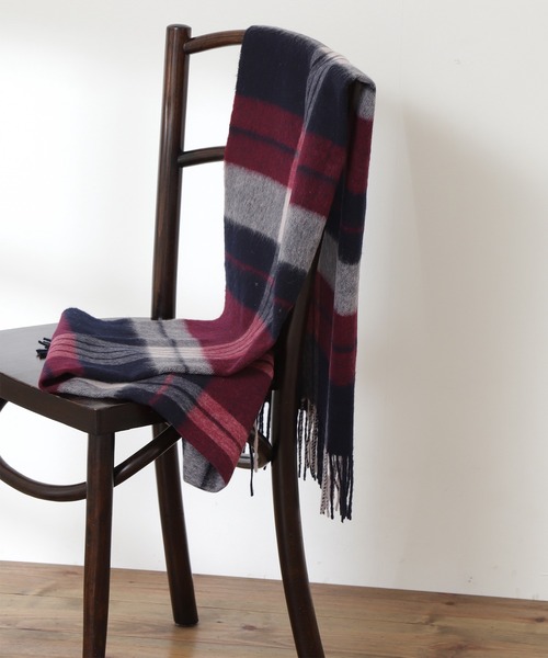 N.(N. Natural Beauty Basic)(エヌエヌナチュラルビューティーベーシック)の「◆ウールチェックストール(ストール/ショール・レディース・オフホワイト/ブルー/ネイビー・フリ-)」の7枚目の写真