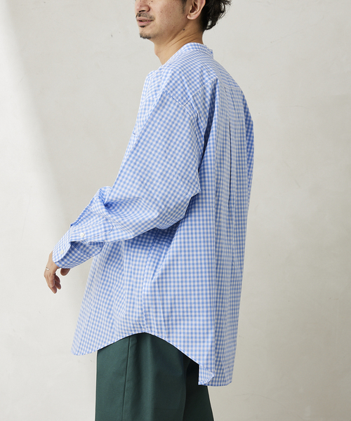 JOURNAL STANDARD relume（ジャーナルスタンダード　レリューム）の「【relume SPORTS WEAR】オーバーサイズ バンドカラーシャツ（シャツ/ブラウス・メンズ・ネイビー/サックスブルー/グリーン・MEDIUM/LARGE）」の20枚目の写真