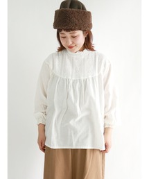 Samansa Mos2 | シャーリングレース切替ブラウス(シャツ/ブラウス)