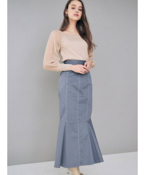 MERCURYDUO(マーキュリーデュオ)の「ステッチデザインタフタマーメイドスカート(スカート・レディース・アイボリー/ピンク/ブルー・SMALL/MEDIUM)」の4枚目の写真