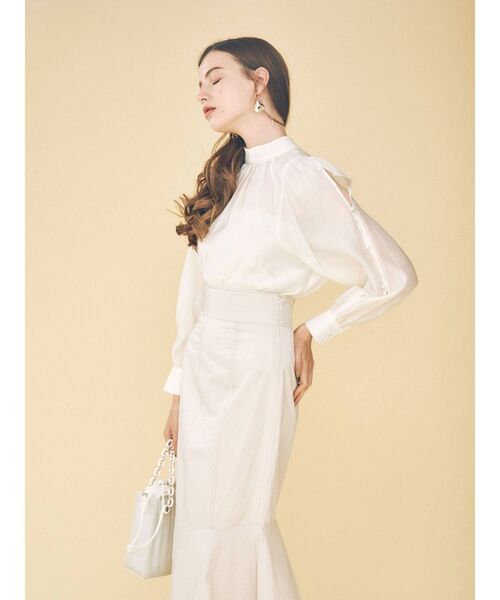 MERCURYDUO(マーキュリーデュオ)の「ステッチデザインタフタマーメイドスカート(スカート・レディース・アイボリー/ピンク/ブルー・SMALL/MEDIUM)」の6枚目の写真