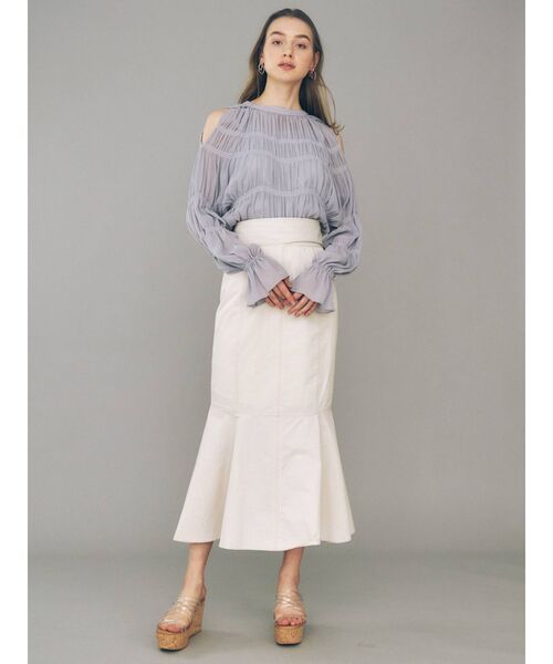 MERCURYDUO(マーキュリーデュオ)の「ステッチデザインタフタマーメイドスカート(スカート・レディース・アイボリー/ピンク/ブルー・SMALL/MEDIUM)」の9枚目の写真